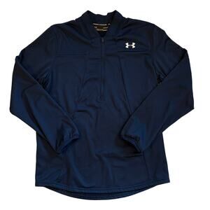 Under Armour 1/2 Zip Fleece Mens Large Blue Loose Coldgear Performance Pullover